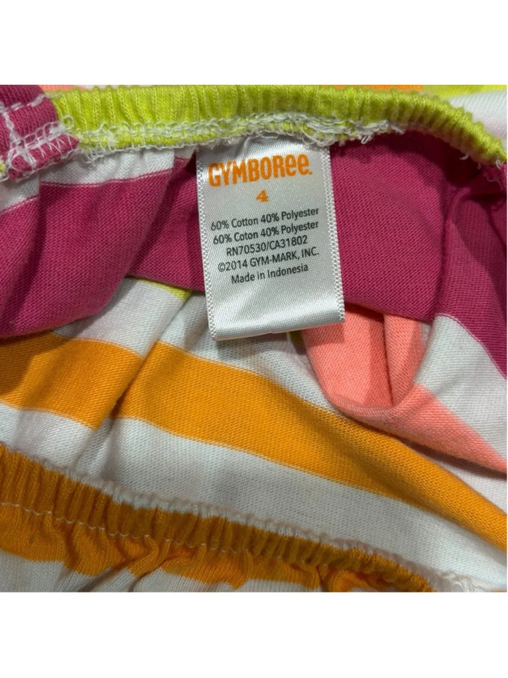 Gymboree Girls Striped Bubble Tank Top Sz 4 Pink White Orange Green‎ Neon Summer